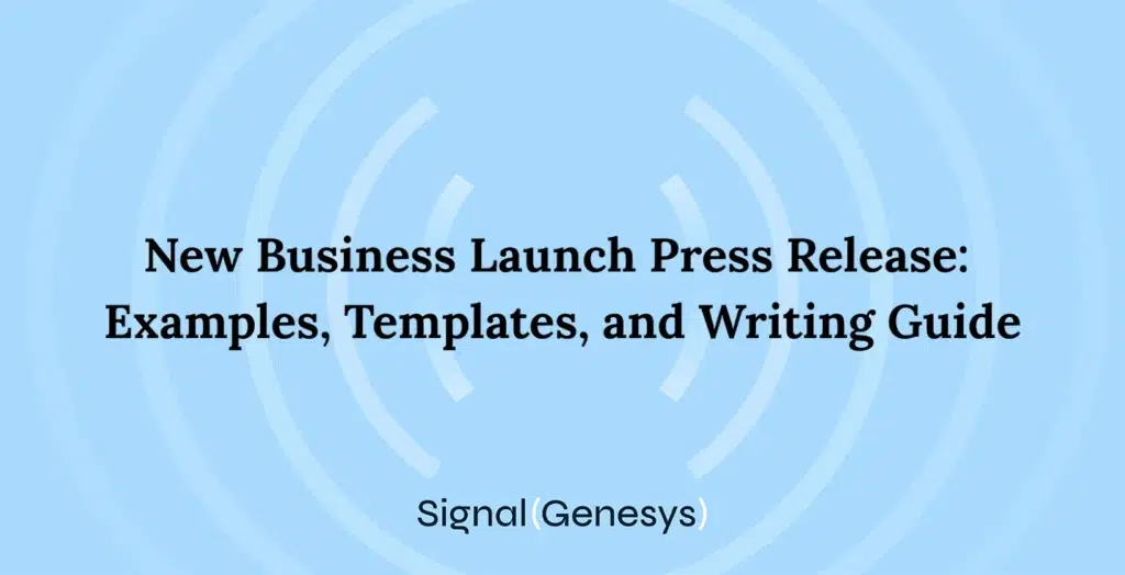 New Business Launch Press Release